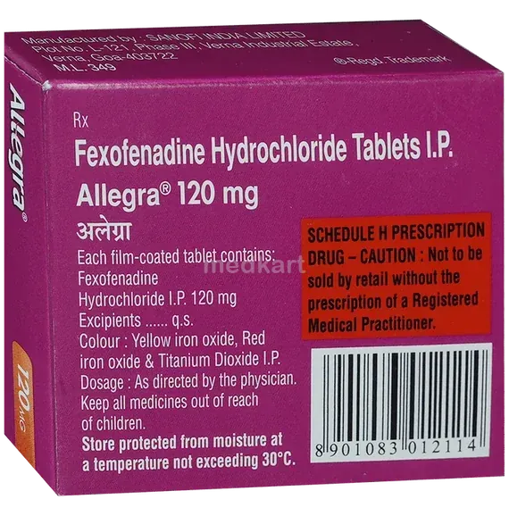 allegra 120mg tablet 10's